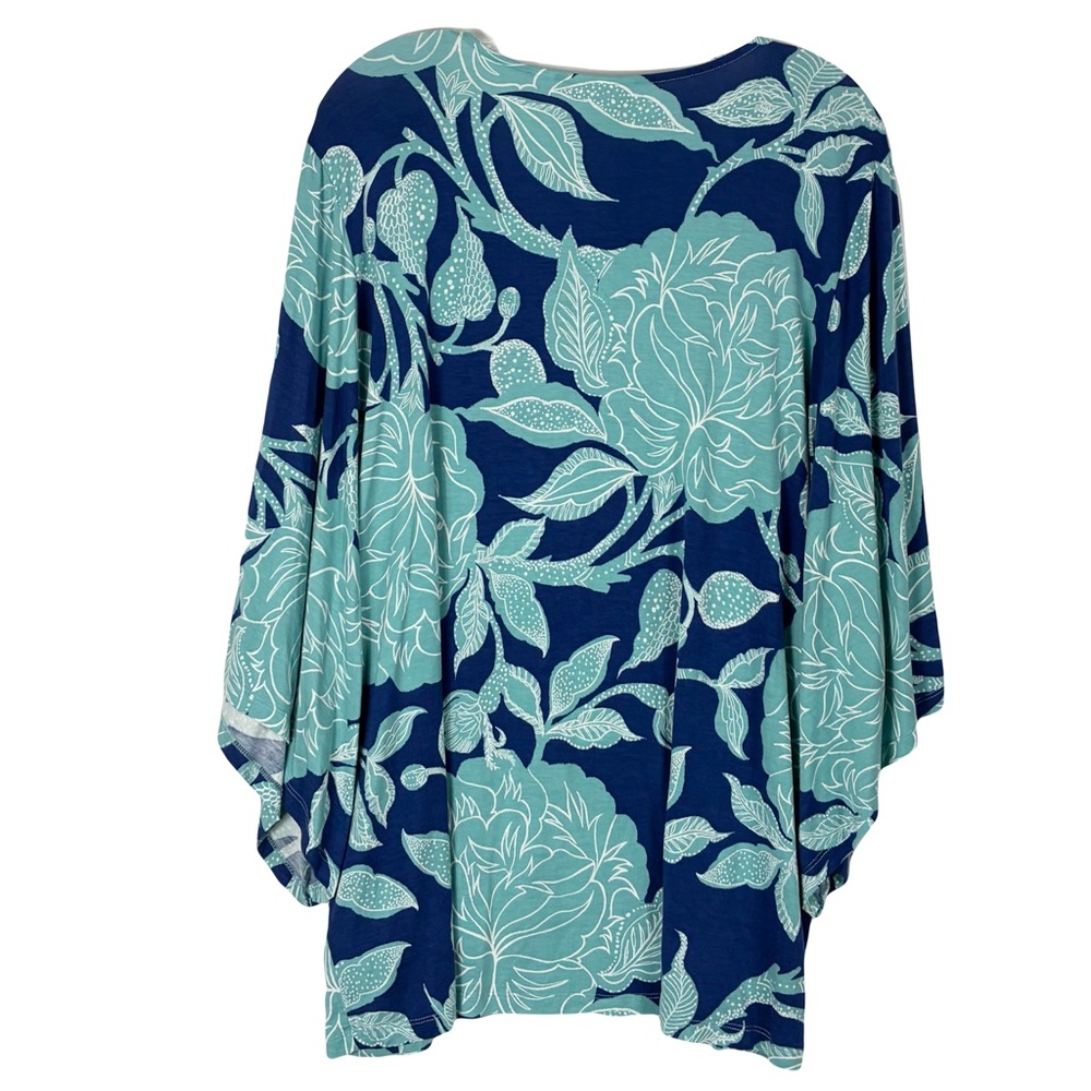 Belle Kim Gravel Blouse XL Flared Sleeve Floral VNeck Boho Indie Coastal Grandma - Picture 2 of 8
